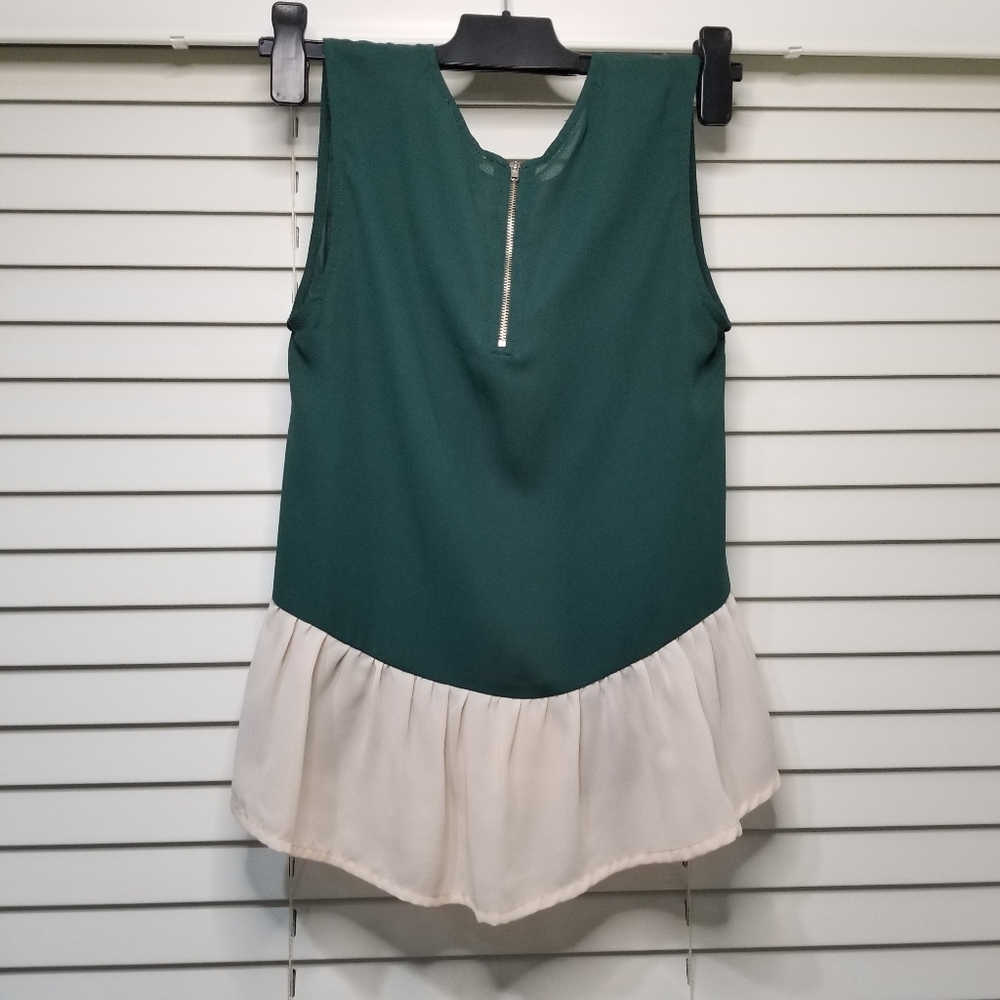 Elodie sleeveless blouse green/cream color size XS